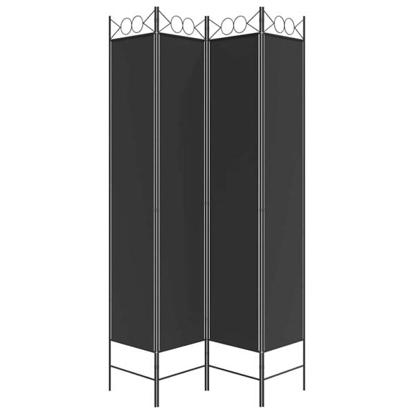 4-tlg. Paravent Schwarz 160x220 cm Stoff