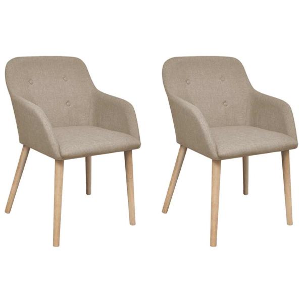 ARDEBO.de - Esszimmerst?hle 2 Stk. Beige Stoff und Massivholz Eiche