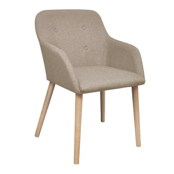 Esszimmerst?hle 2 Stk. Beige Stoff und Massivholz Eiche