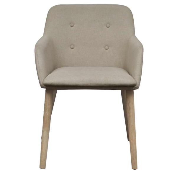 Esszimmerst?hle 2 Stk. Beige Stoff und Massivholz Eiche