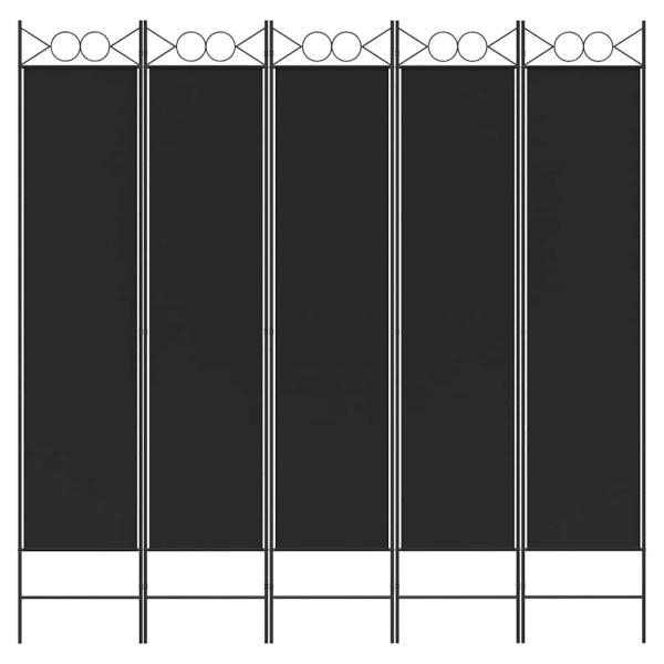 5-tlg. Paravent Schwarz 200x200 cm Stoff