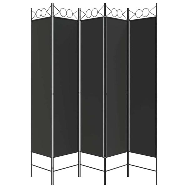 5-tlg. Paravent Schwarz 200x200 cm Stoff