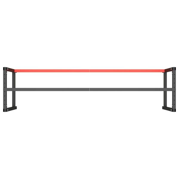 Werkbankgestell Mattschwarz und Mattrot 220x57x79 cm Metall