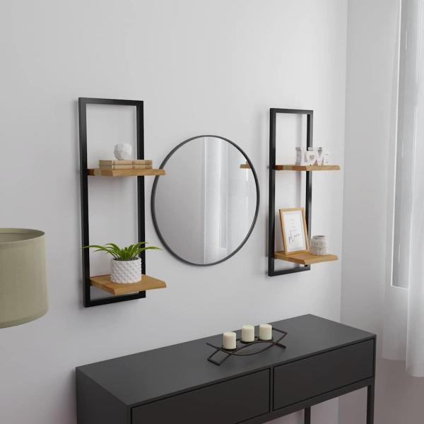 ARDEBO.de - Wandregale 2 Stk. 25x25x75 cm Massivholz Akazie und Stahl