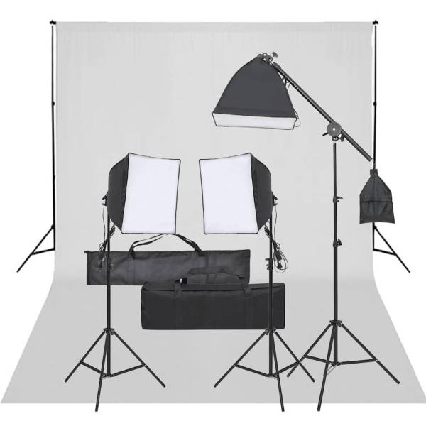 ARDEBO.de - Fotostudio-Set mit Beleuchtung und Hintergrund