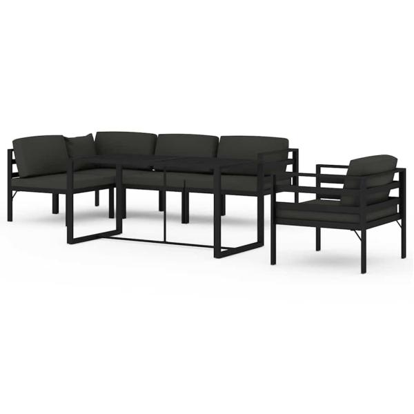 6-tlg. Garten-Lounge-Set mit Kissen Aluminium Anthrazit