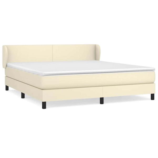 Boxspringbett mit Matratze Creme 180x200 cm Kunstleder