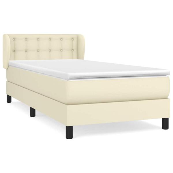 Boxspringbett mit Matratze Creme 90x190 cm Kunstleder