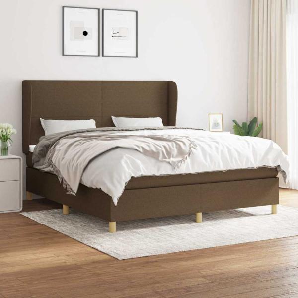 ARDEBO.de - Boxspringbett mit Matratze Dunkelbraun 160x200 cm Stoff