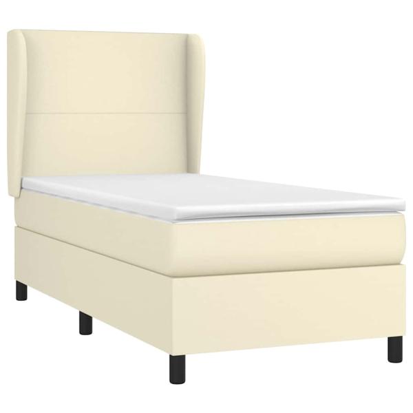 Boxspringbett mit Matratze Creme 80x200 cm Kunstleder
