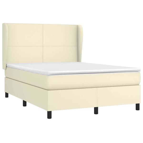 Boxspringbett mit Matratze Creme 140x190 cm Kunstleder