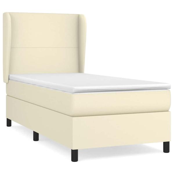 Boxspringbett mit Matratze Creme 90x190 cm Kunstleder
