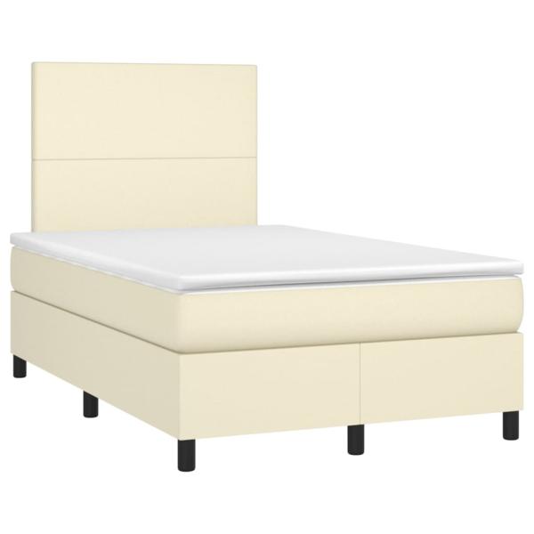 Boxspringbett mit Matratze & LED Creme 120x200 cm Kunstleder
