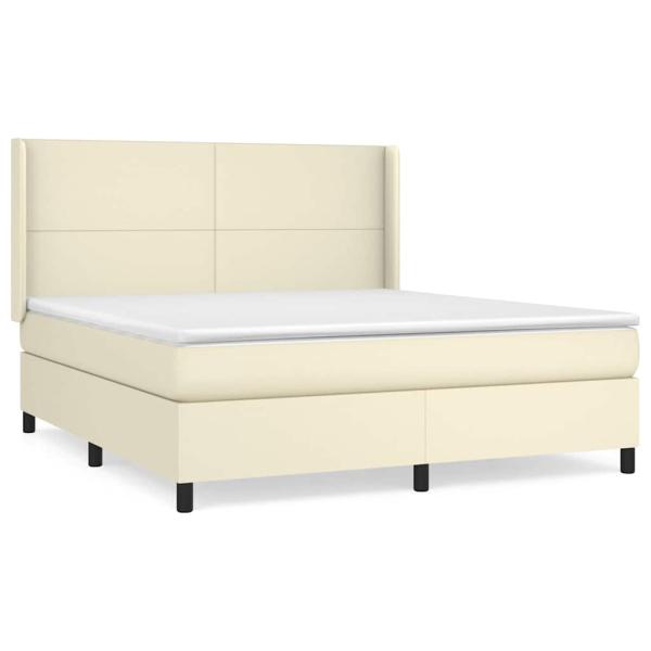 Boxspringbett mit Matratze Creme 180x200 cm Kunstleder