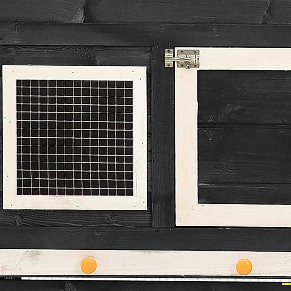 Kaninchenstall Grau und Weiß 140x63x120 cm Tanne Massivholz