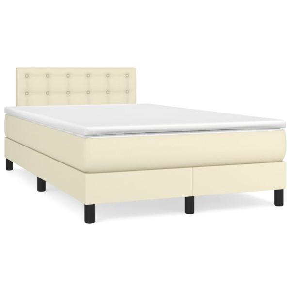 Boxspringbett mit Matratze Creme 120x200 cm Kunstleder