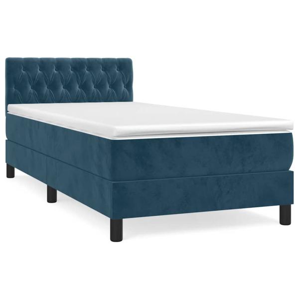 Boxspringbett mit Matratze Dunkelblau 90x190 cm Samt
