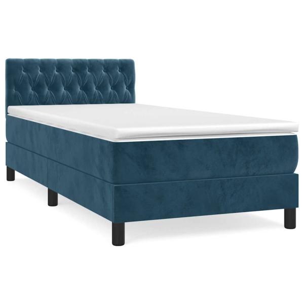 Boxspringbett mit Matratze Dunkelblau 90x200 cm Samt
