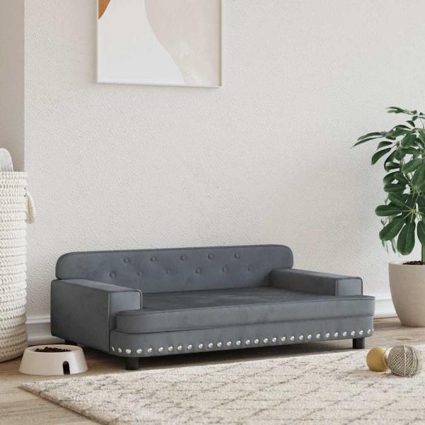 ARDEBO.de - Hundebett Dunkelgrau 90x53x30 cm Samt