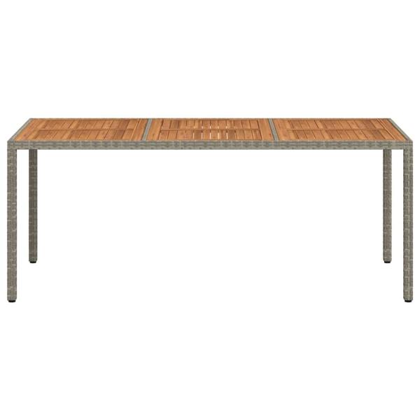 Gartentisch 190x90x75 cm Poly Rattan und Akazienholz Grau