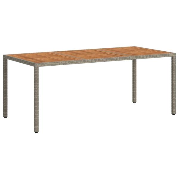 Gartentisch 190x90x75 cm Poly Rattan und Akazienholz Grau