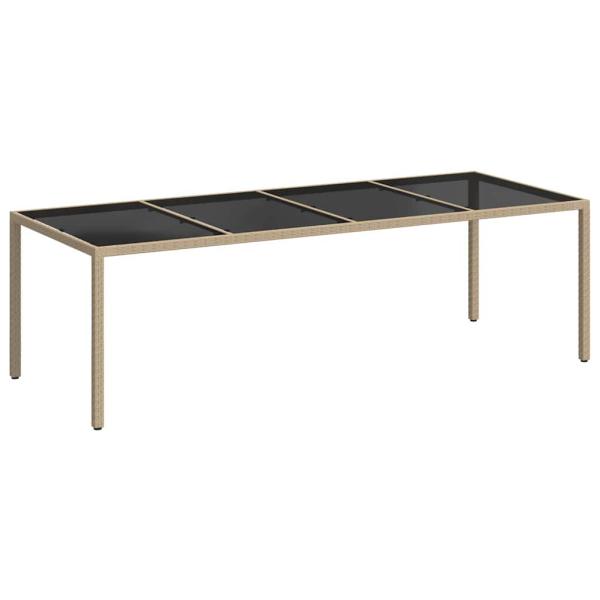 Gartentisch Beige 250x100x75 cm Hartglas und Poly Rattan