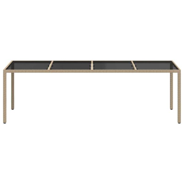 Gartentisch Beige 250x100x75 cm Hartglas und Poly Rattan