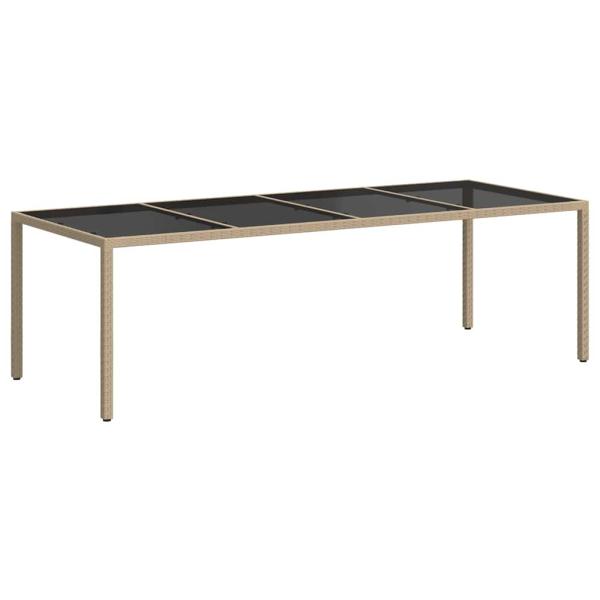 Gartentisch Beige 250x100x75 cm Hartglas und Poly Rattan