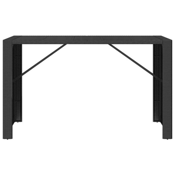Bartisch mit Glasplatte Schwarz 185x80x110 cm Poly Rattan