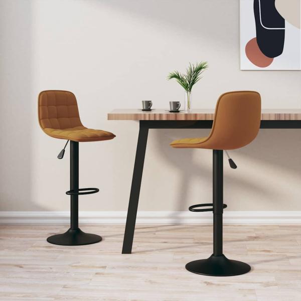ARDEBO.de - Barhocker 2 Stk. Braun Samt