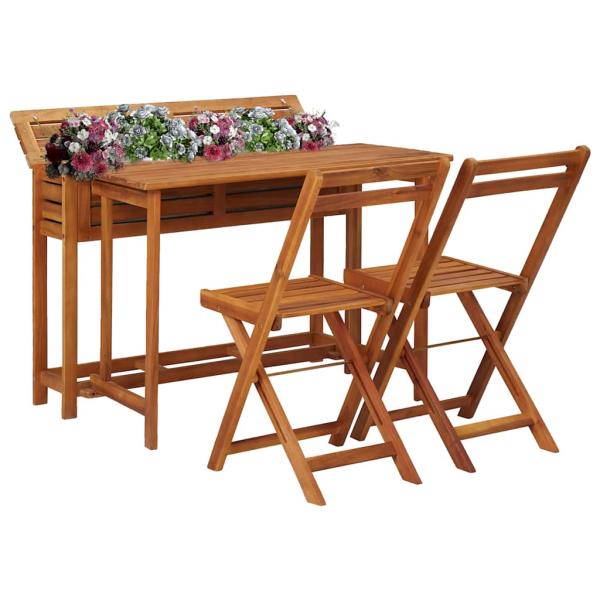 ARDEBO.de - Gartentisch mit Hochbeet und 2 Stühlen Massivholz Akazie