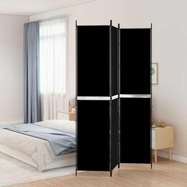 ARDEBO.de - 3-tlg. Paravent Schwarz 150x220 cm Stoff