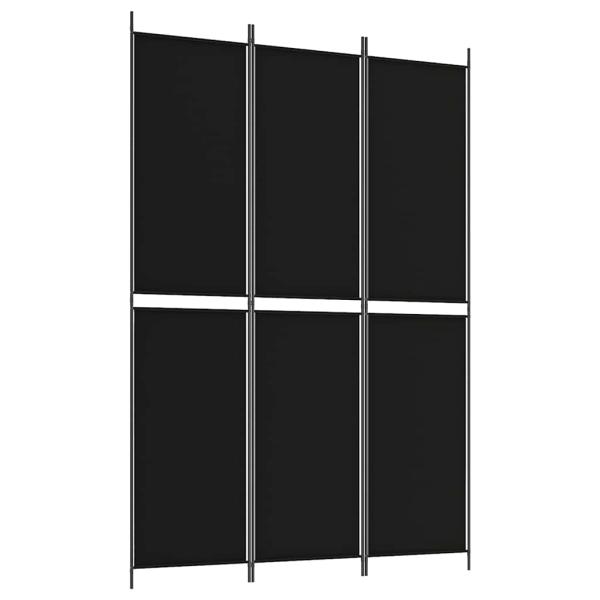 3-tlg. Paravent Schwarz 150x220 cm Stoff