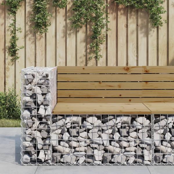 ARDEBO.de - Gartenbank aus Gabionen 92x71x65,5 cm Kiefernholz Imprägniert