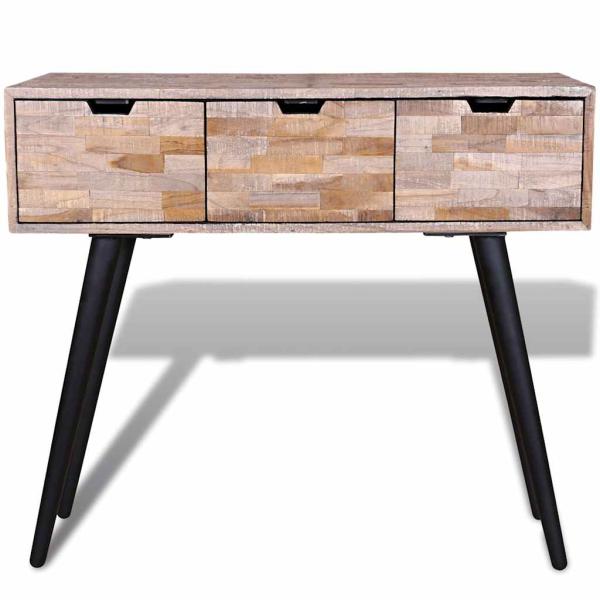 Konsolentisch mit 3 Schubladen Altholz Teak