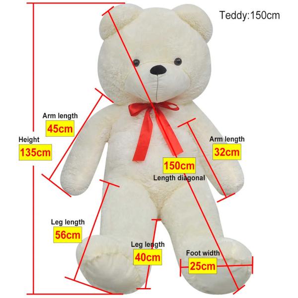 Weicher XXL-Plüsch-Teddybär Weiß 135 cm