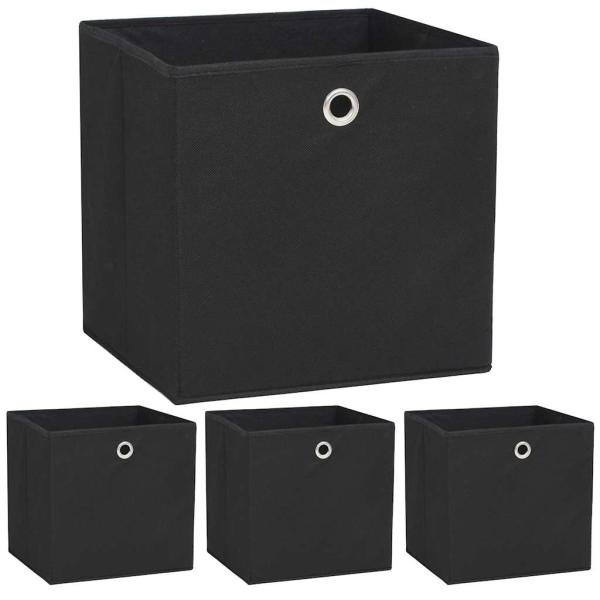 ARDEBO.de - Aufbewahrungsboxen 4 Stk. Vliesstoff 32x32x32 cm Schwarz