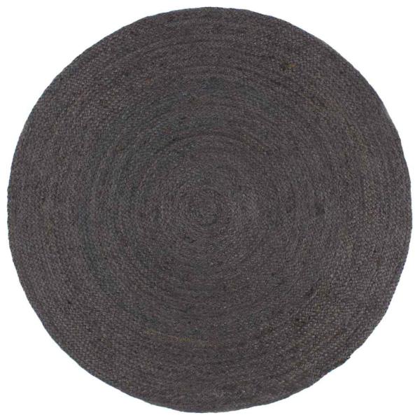 ARDEBO.de - Teppich Handgefertigt Jute Rund 180 cm Dunkelgrau