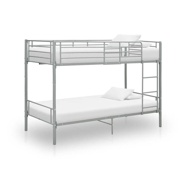 ARDEBO.de - Etagenbett Grau Metall 90?200 cm