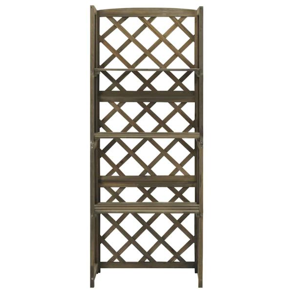 Spalier mit Ablagen Grau 55x30x140 cm Massivholz Tanne