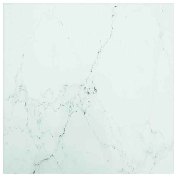 ARDEBO.de - Tischplatte Weiß 50x50 cm 6 mm Hartglas in Marmoroptik
