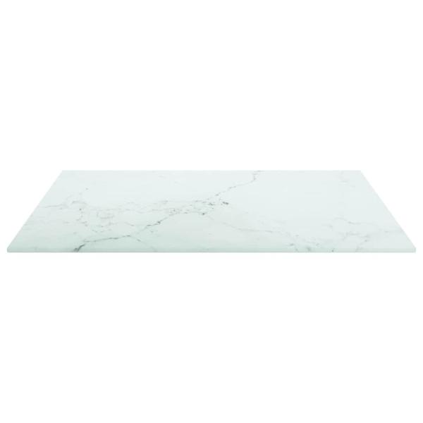 Tischplatte Weiß 50x50 cm 6 mm Hartglas in Marmoroptik