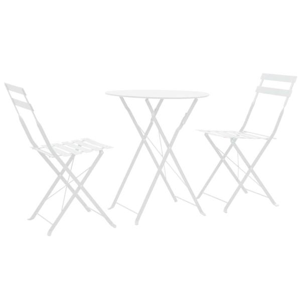 ARDEBO.de - 3-tlg. Bistro-Set Stahl Weiß