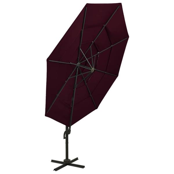 Sonnenschirm mit Aluminium-Mast 4-lagig Bordeauxrot 3x3 m