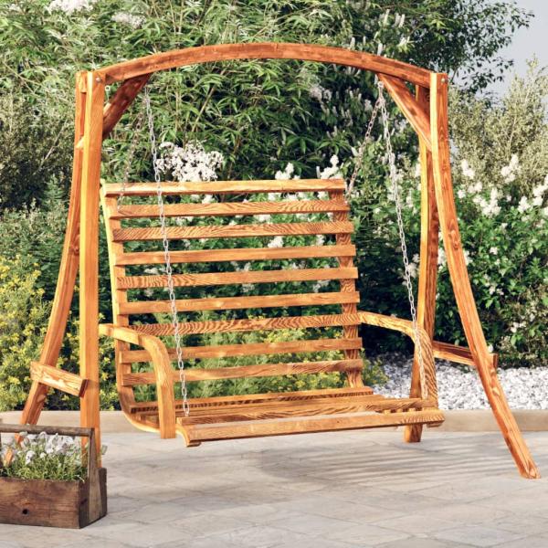 ARDEBO.de - Schaukelbank Bugholz Massiv mit Teak-Finish 126x63x92 cm
