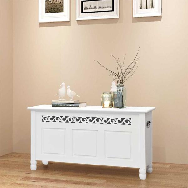 ARDEBO.de - Aufbewahrungsbank Barockstil MDF Weiß
