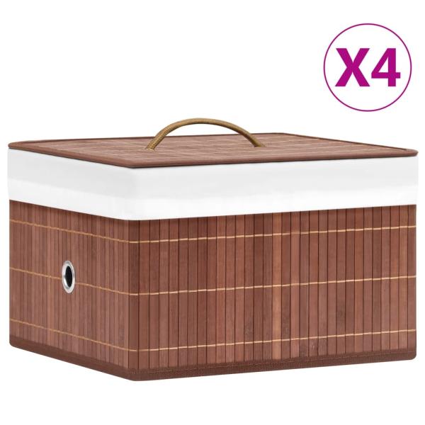 ARDEBO.de - Bambus Aufbewahrungsboxen 4 Stk. Braun