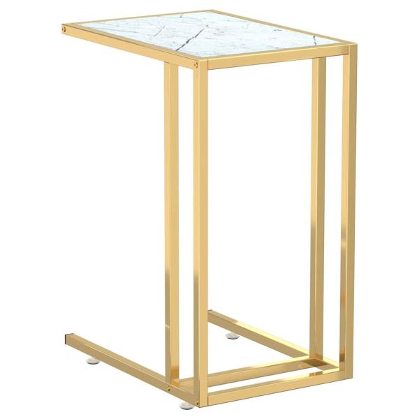 Computer-Beistelltisch Wei? Marmor 50x35x65 cm Hartglas