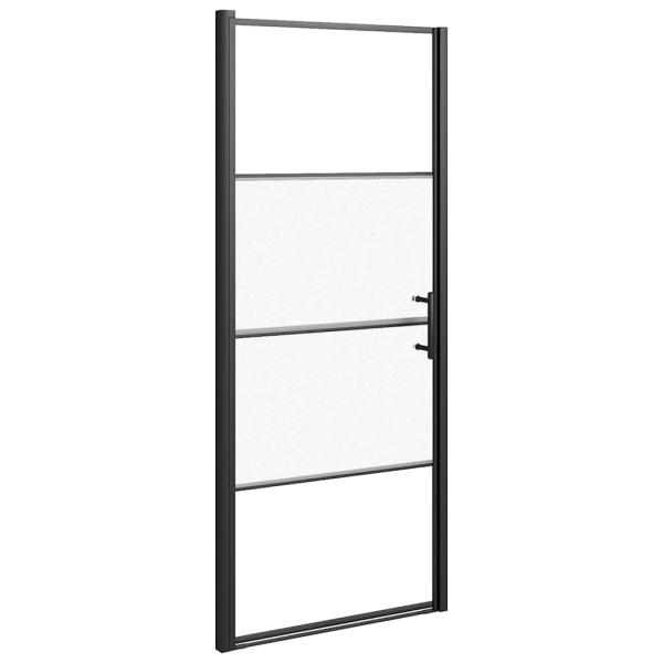 Duschtür 91x195 cm Halbmatt Hartglas Schwarz