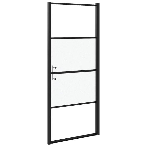 Duschtür 91x195 cm Halbmatt Hartglas Schwarz